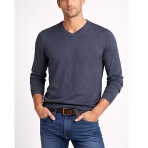 AG Adriano‎ Goldschmied Men's Navy V-Neck Vented Golf Preppy Sweater Size M